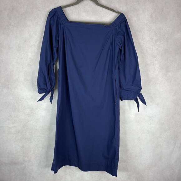 Ottod'ame Blue Cotton Tie Sleeve Blue Off The Shoulder Dress Women's Size US 2 - Picture 2 of 11